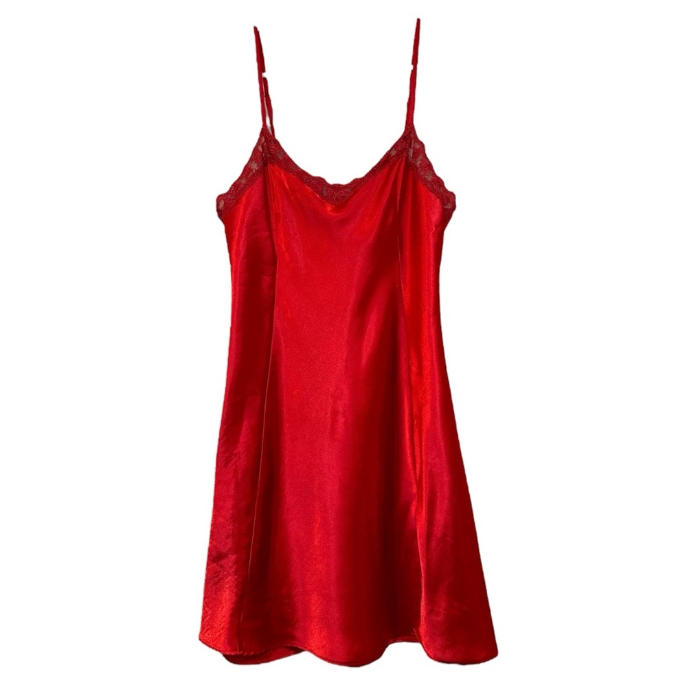 Elegant Red Satin Slip Dress